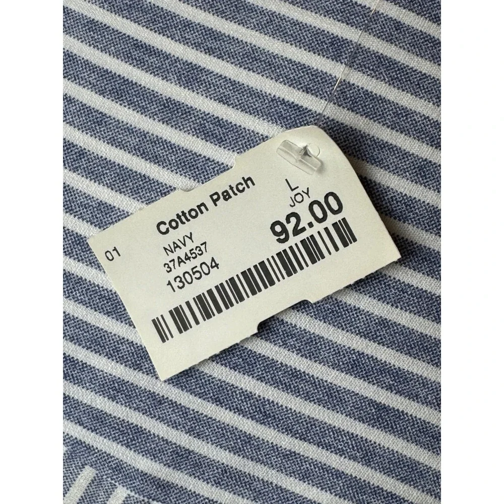 Joy‎ Joy Dress Women Large Blue White Striped Button Front Tie Waist Shirt NWT